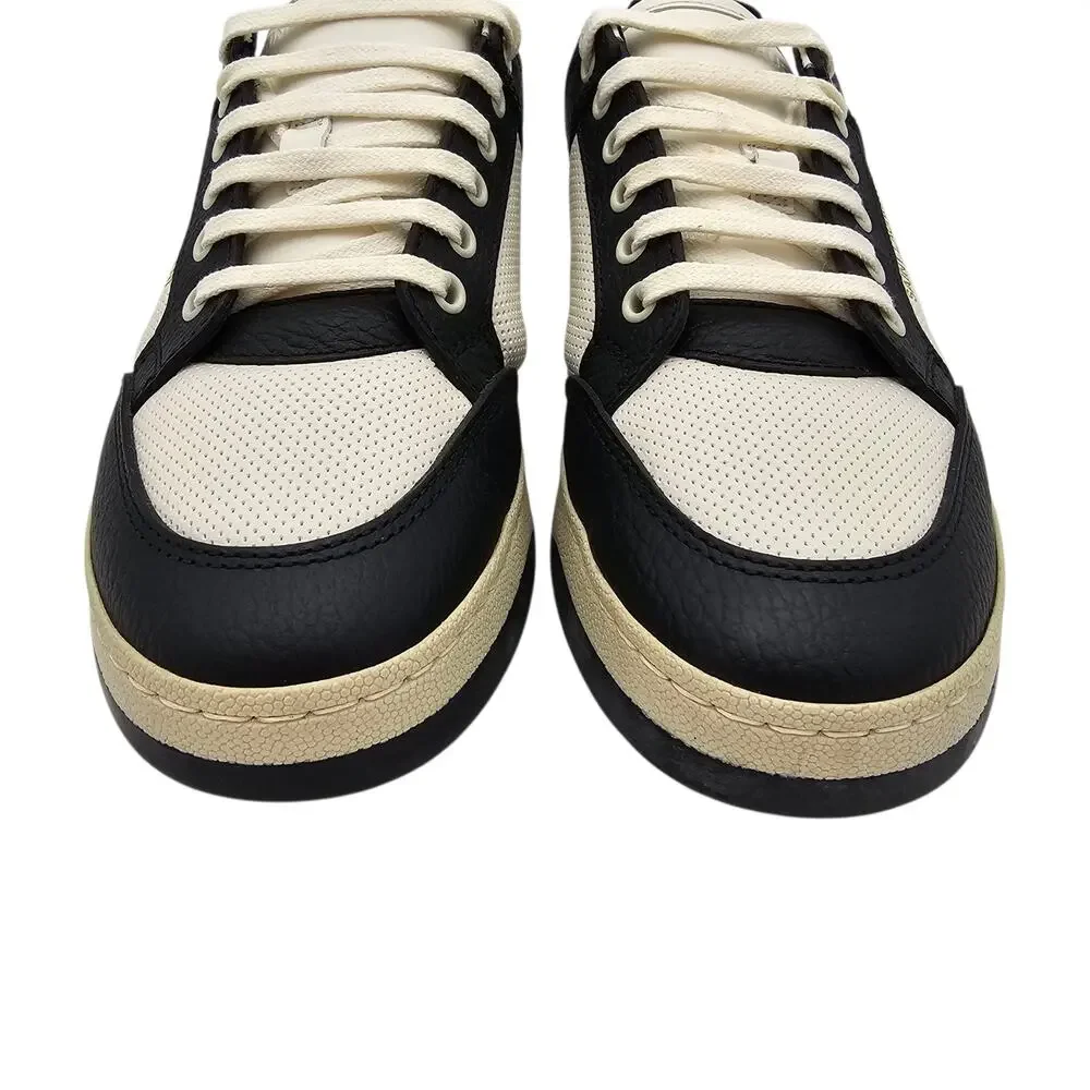 Saint Laurent SL61 Low Top Sneaker Black White Leather Size 39.5 US 9.5 - Picture 6 of 13